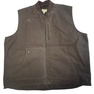 Cabelas Roughneck Vest Big Men 3XL Brown Canvas Quilted Lined Work Workwear Used